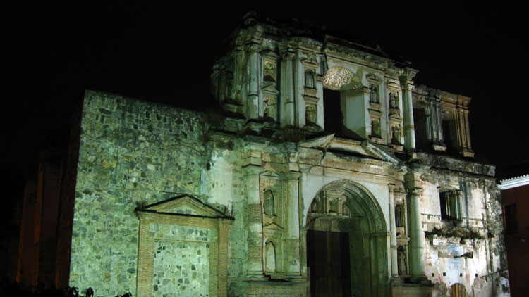 Ruins of a church destroyed by earthquake in Antigua.